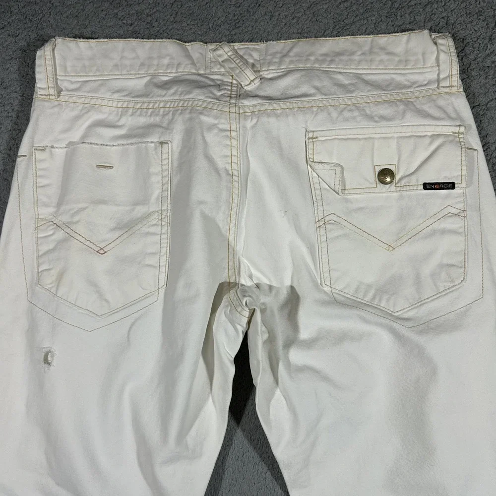 Y2k Energie Jean'session Mens Size 38x35 Regular White Jeans Pants #3626